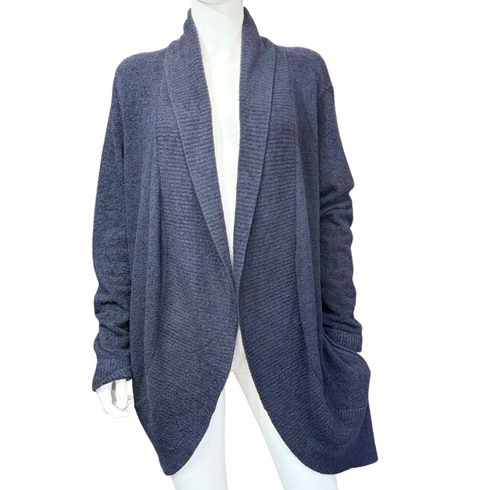 Barefoot Dreams Shawl Cardigan Womens L/XL Midnight Blue Cozychic Lite Soft